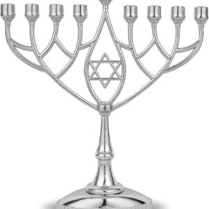 Traditional Classic Hanukkiah Menorah 9inch Silver Plated