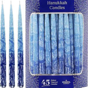 Hanukkah Deluxe Candle Multi Blue Hued Frosted Deluxe Tapered Candles