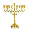 Hanukkah Menorah 9 Branch Gold Plated Jewish Menorahs for Chanukah 6.5inch