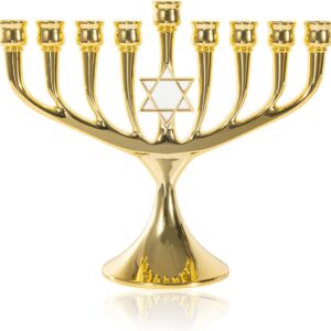 Hanukkah Menorah Star of David Candle Gold Plated