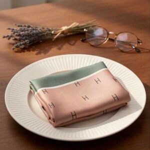 Pink & Sage Satin Monogram Scarf