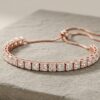 Rose Gold Tennis Bracelet with Princess Cut White Stones