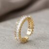 Gold-Plated Eternity Band Ring,White Stone, Adjustable